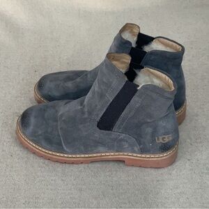 UGG Short Lug Sole Slip-On Boot Gray Shearling Lined EU 40